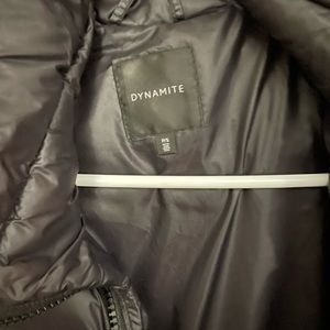 Dynamite puffer black jacket. Size small. Arm cuffs for extra length